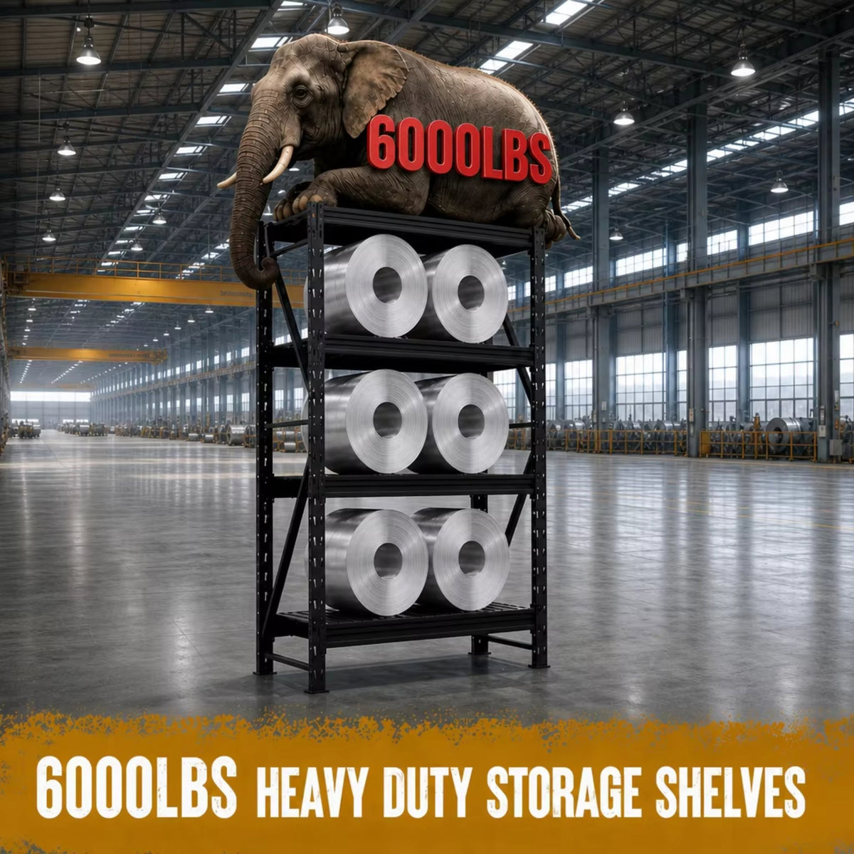 Metal Storage Shelving Unit, 4-Tier 6000LBS Adjustable Garage Shelving Rack, 47.24" W x 19.69" D x 71.65" H, Steel Storage Shelf Organizer for Garage, Workshop, Basement, Pantry, photo 4 of 10