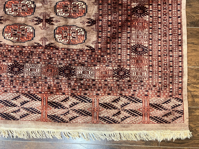 Pakistani Bokhara Turkoman Rug 7x10, Handmade Vintage Wool Carpet, Brown-Red by Jewel Rugs