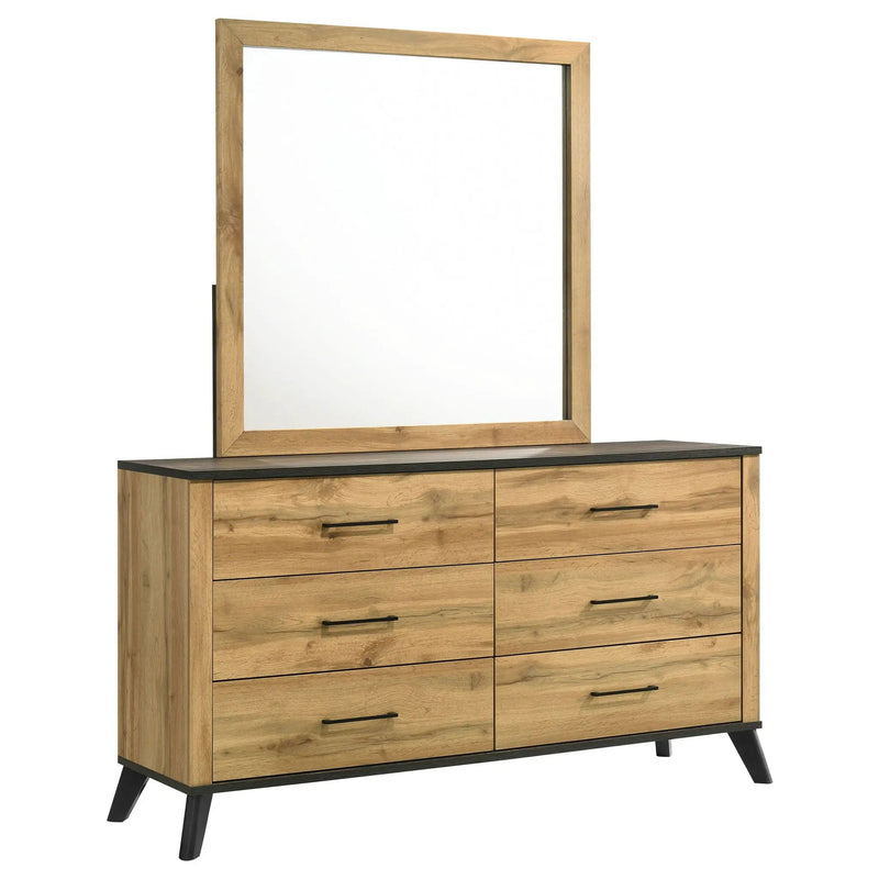 Kaywood 6-drawer Dresser and Mirror Natural Pine by Unique Piece Furniture