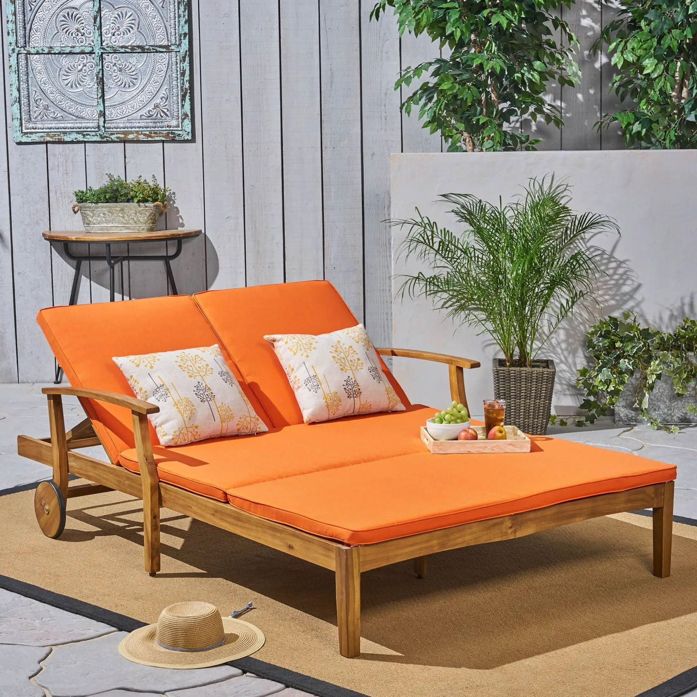 Etherealize Outdoor Adjustable Double Chaise Lounge With Water Resistant Cushions by HouseOfZazla