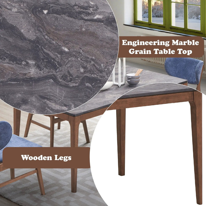 Bevis - Engineered Stone Top Dining Table - Walnut by Unique Piece Furniture