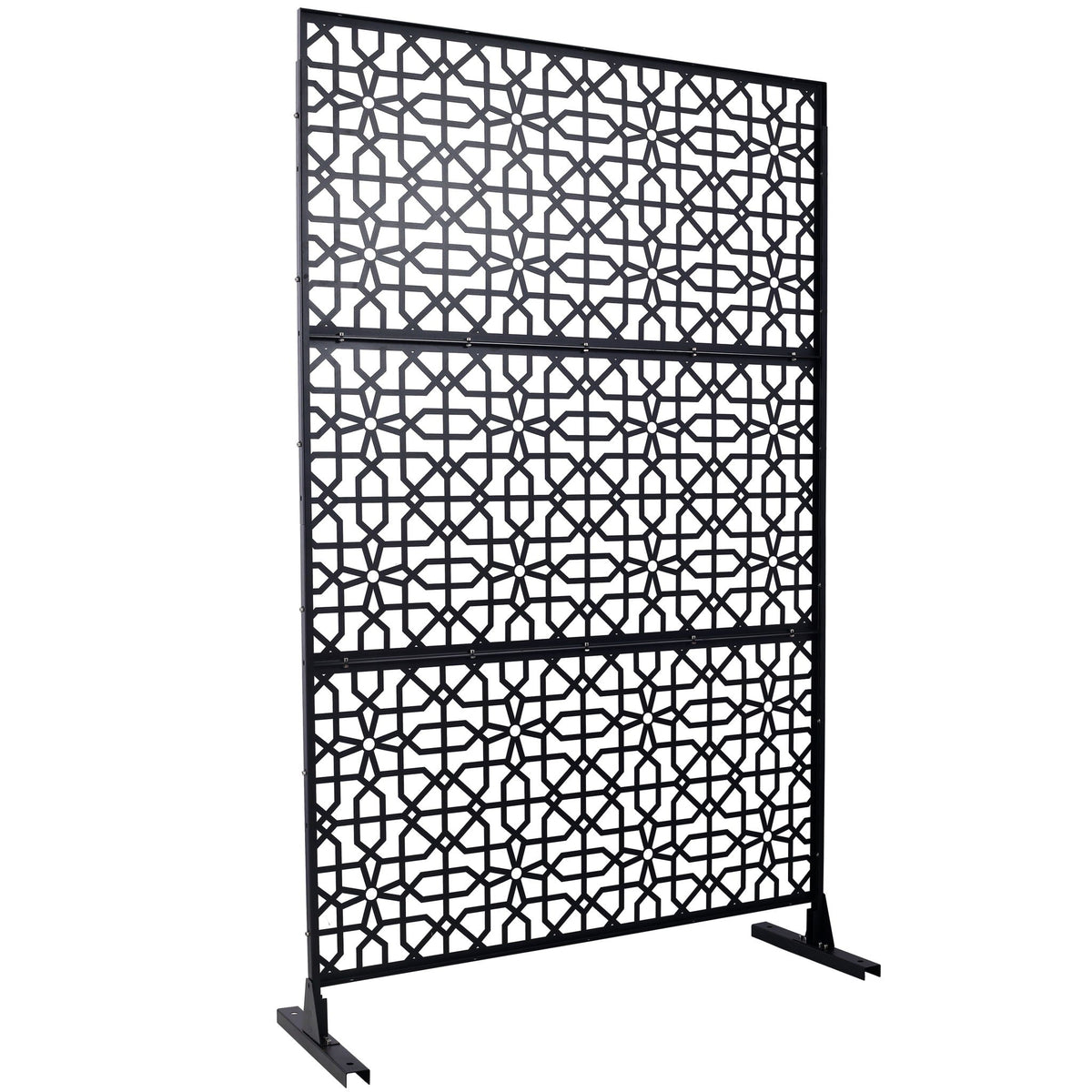 Metal Freestanding Decorative Privacy Screen with Rust-Resistant Finish – Black or White, photo 12 of 27