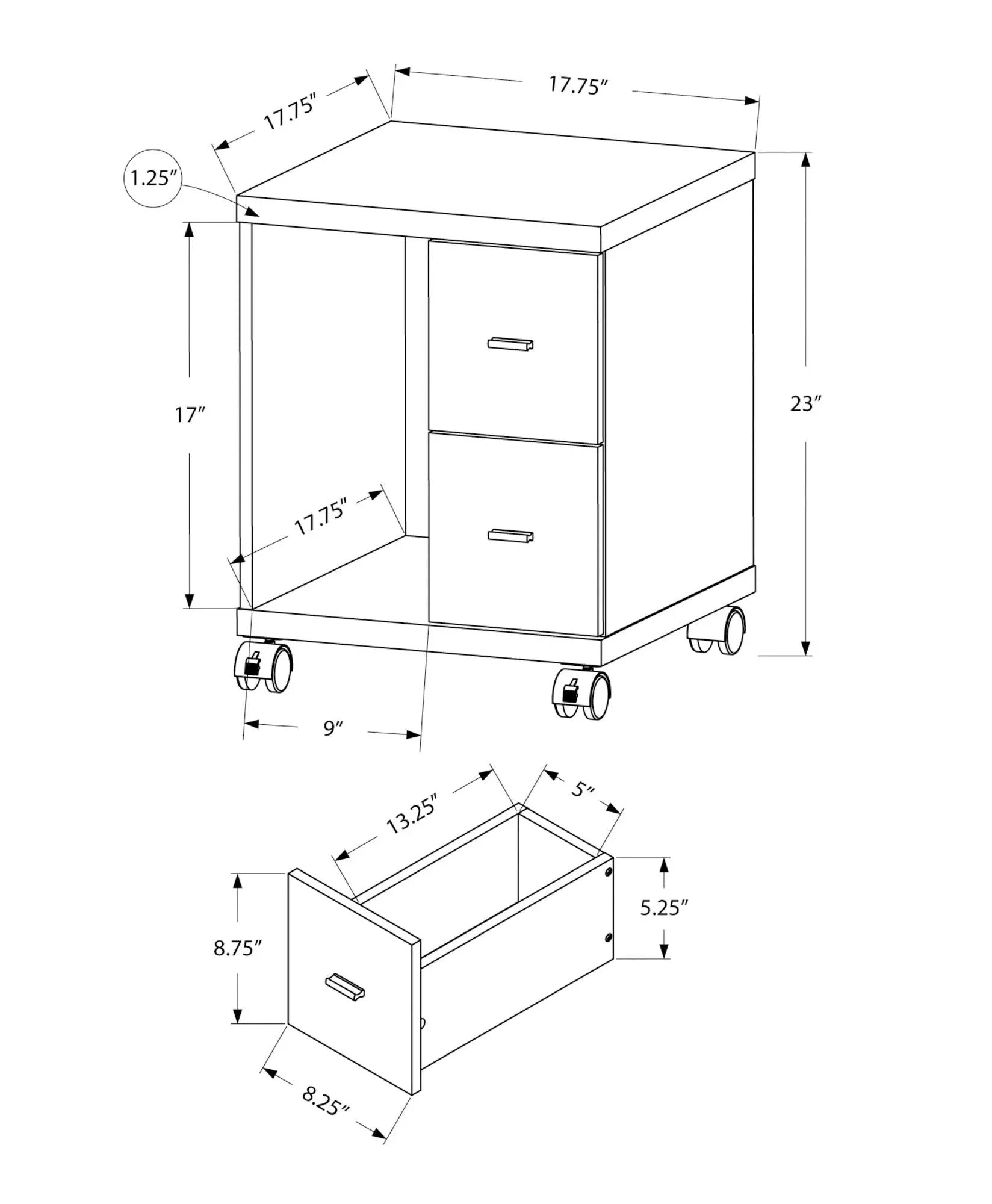 Office, File Cabinet, Printer Cart, Rolling File Cabinet, Mobile, Storage, Contemporary & Modern by Unique Piece Furniture