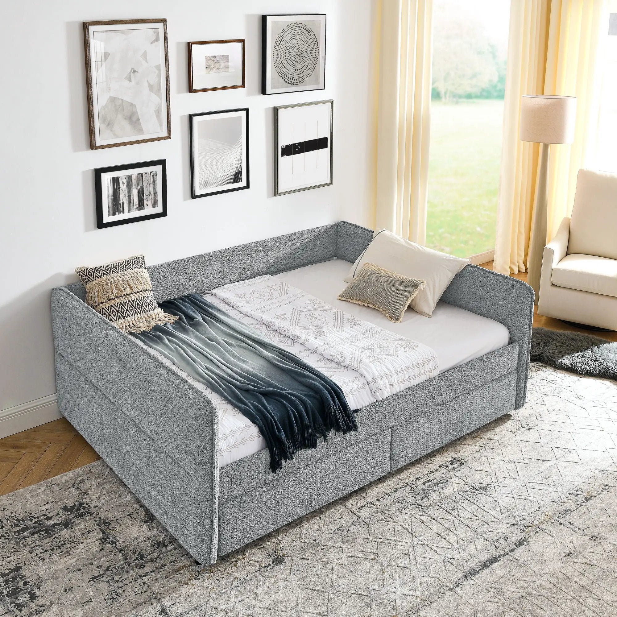 Upholstered Daybed & 2 Drawers by Unique Piece Furniture