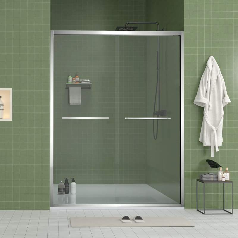 Aluminum Frame Double Sliding Shower Door (56-60"x70") by HouseOfZazla