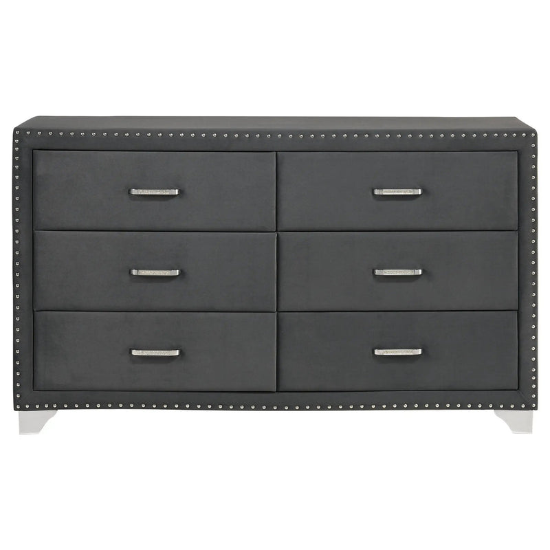 Melody 6-drawer Upholstered Dresser Grey by Unique Piece Furniture