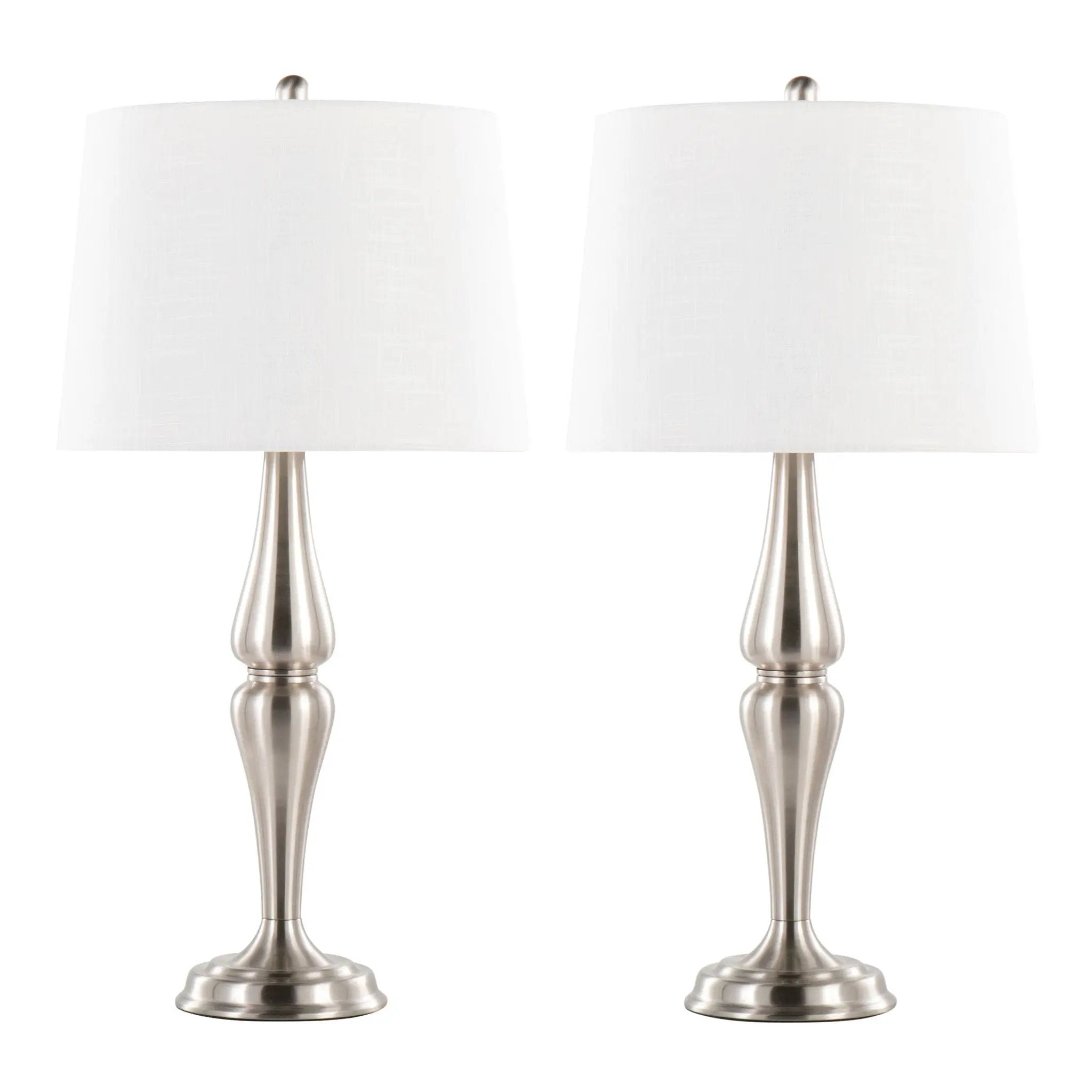 Sawyer - Contemporary Table Lamp (Set of 2) - Nickel / White by HouseOfZazla
