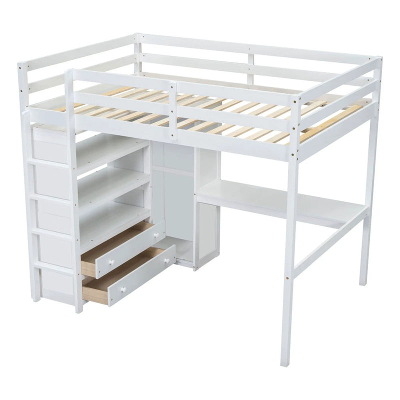 Loft Bed With Built In Wardrobe, Desk, Shelves And Drawers by Unique Piece Furniture