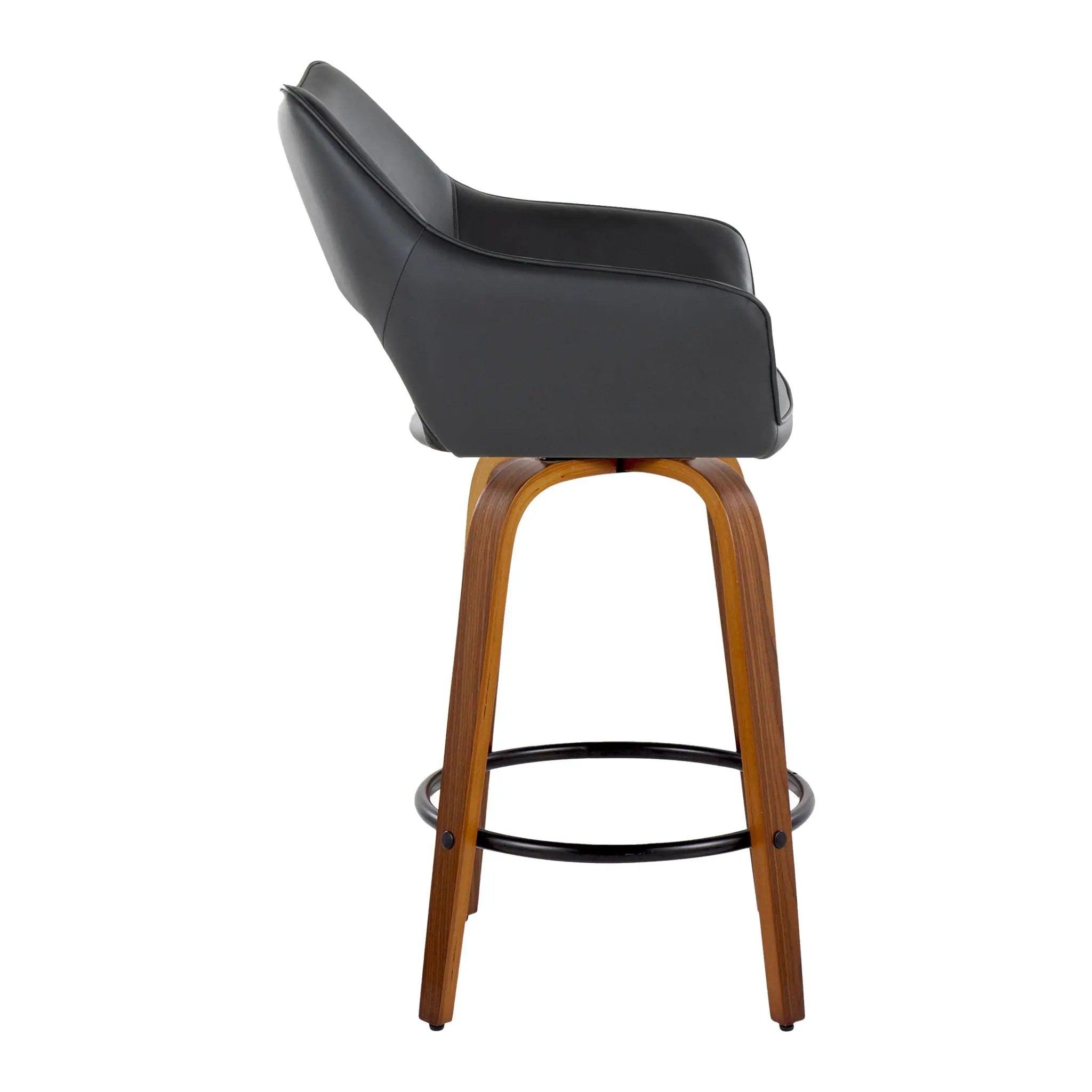 Mustang - Contemporary Fixed Height Counter Stool With Swivel With Round Footrest (Set of 2) by Unique Piece Furniture