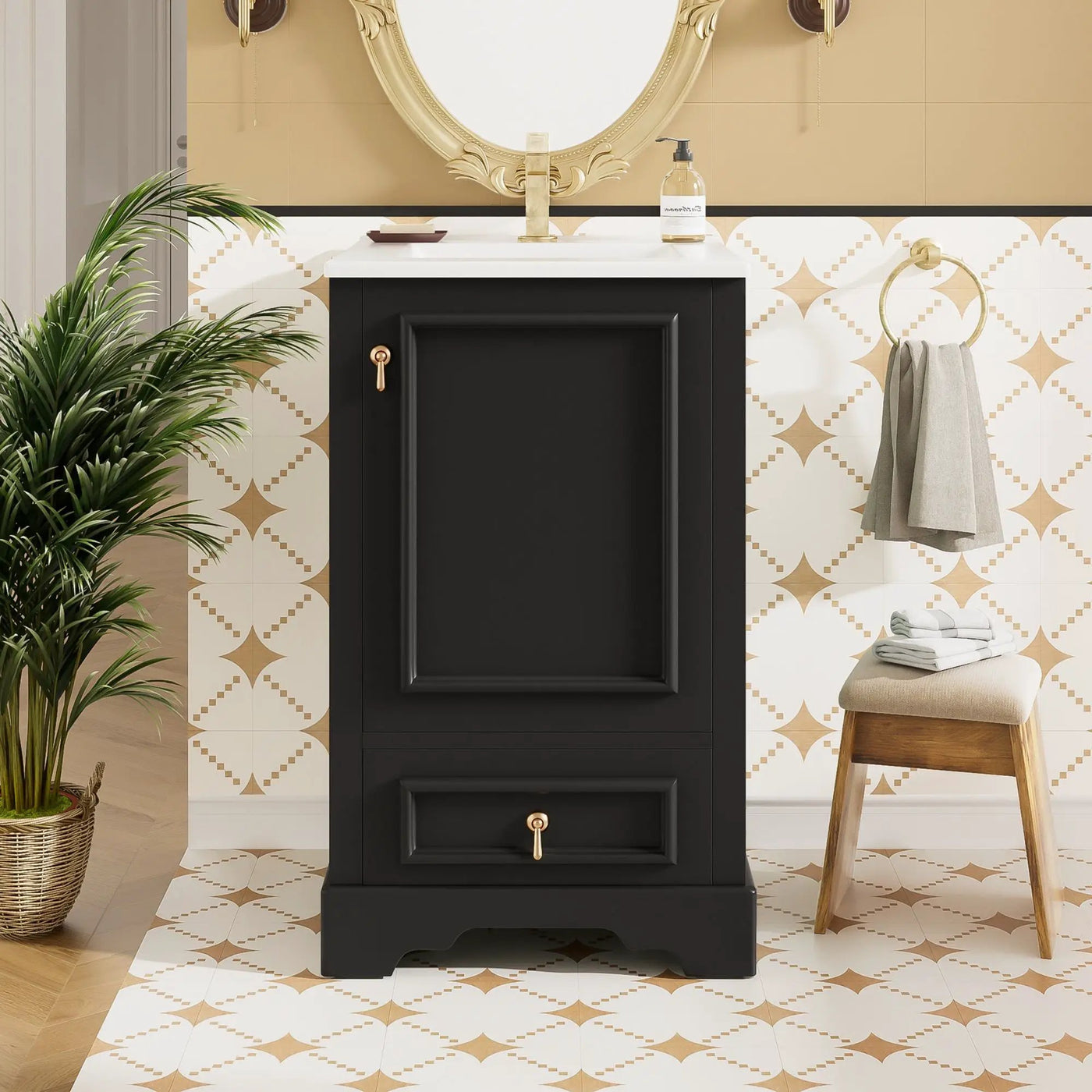 Bathroom Vanity With Sink, Soft Close Door, Adjustable U-Shaped Shelf by HouseOfZazla