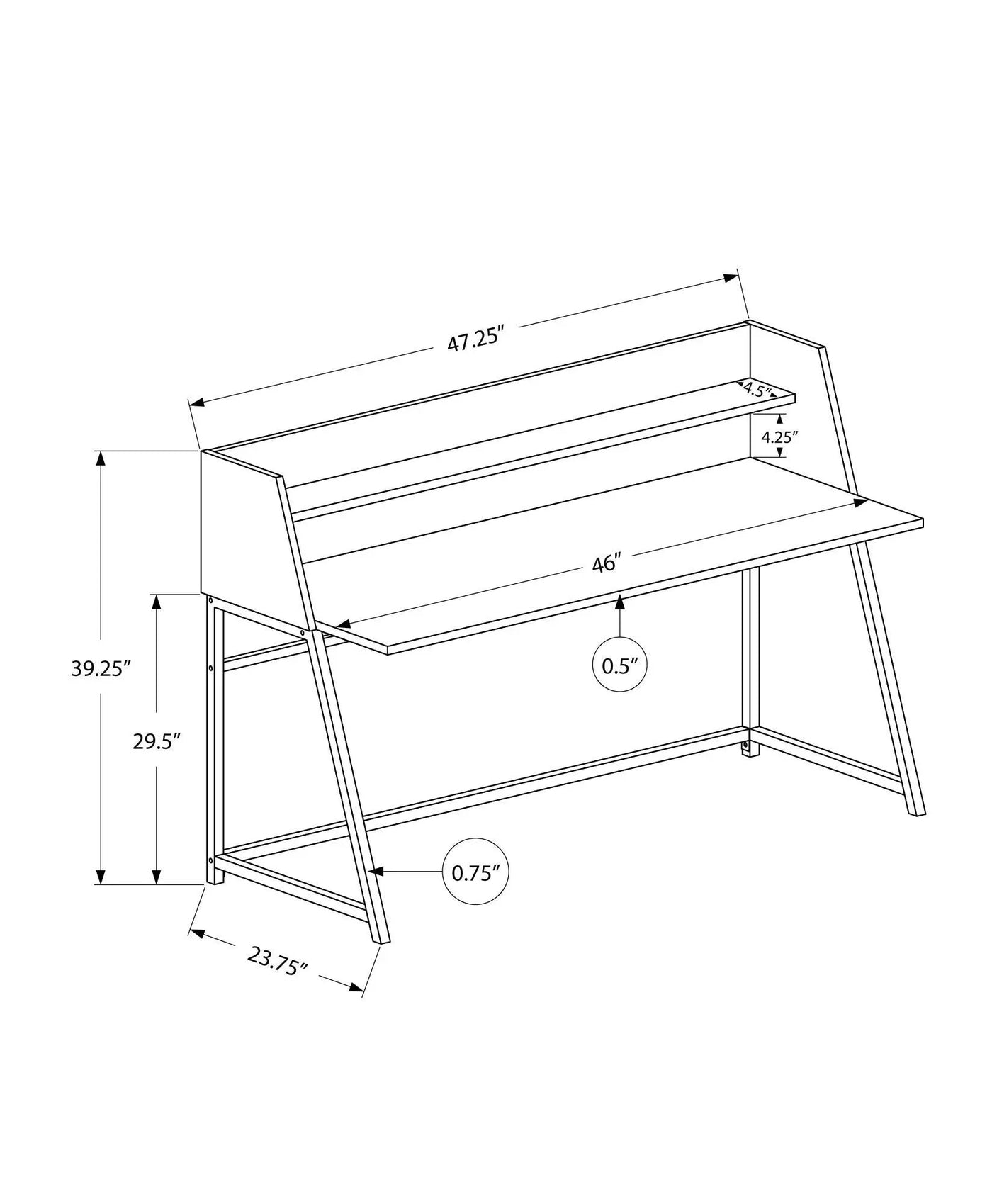 Computer Desk for Home Office with Marble Look and Storage Shelves by HouseOfZazla