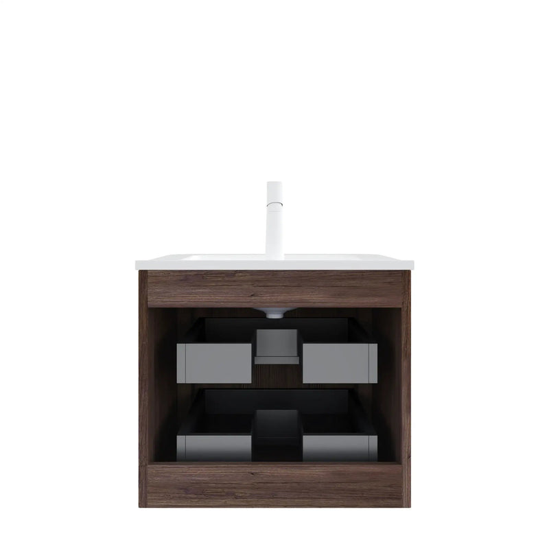 Noor 24" Bathroom Vanity with Sink, Wall-Mounted Floating Plywood Bathroom Storage by HouseOfZazla