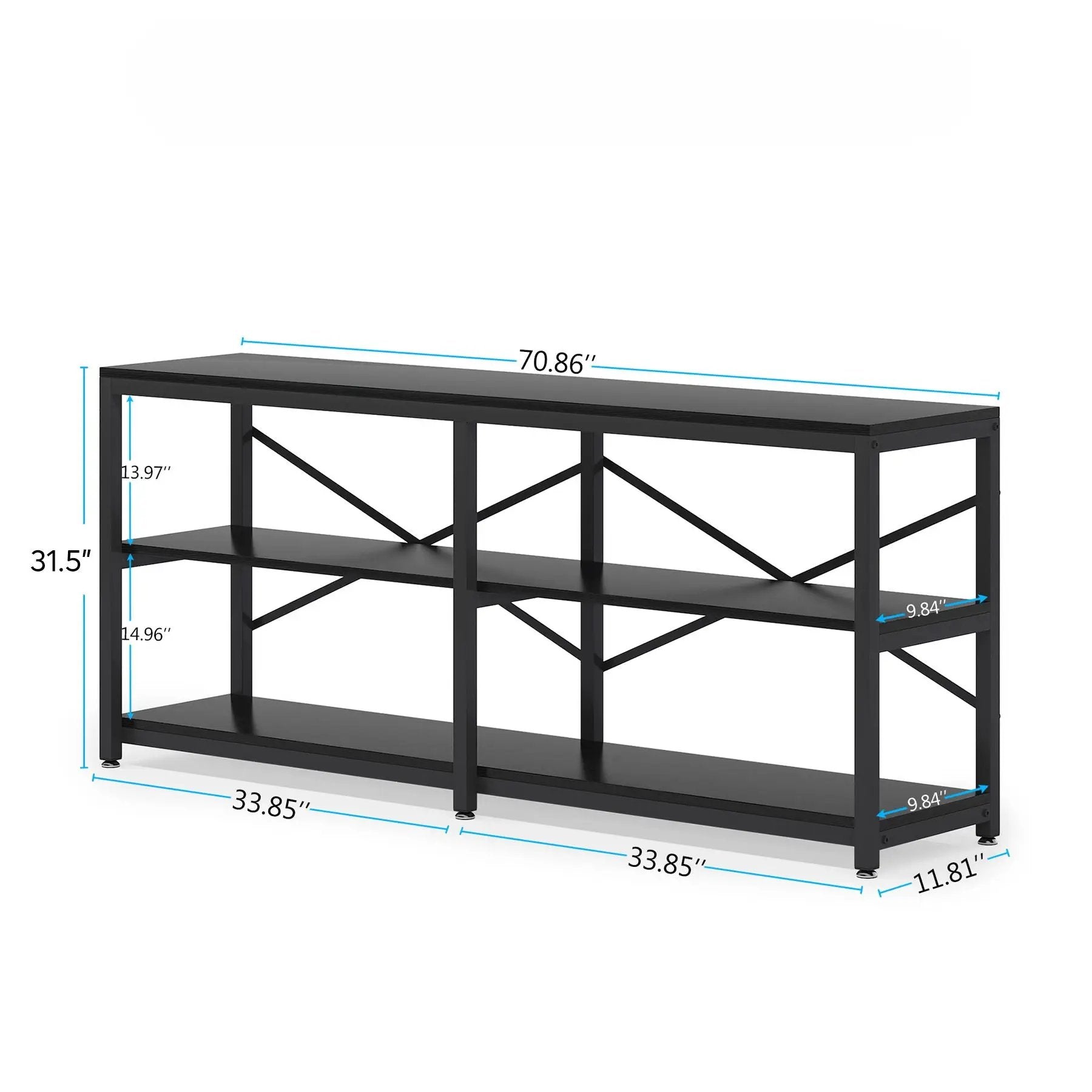 Console Table With X Back Design, Extra Long Storage by HouseOfZazla