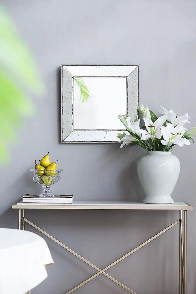Distressed Accent Mirror, Traditional Style Framed Wall Mirror For Living Room by Unique Piece Furniture