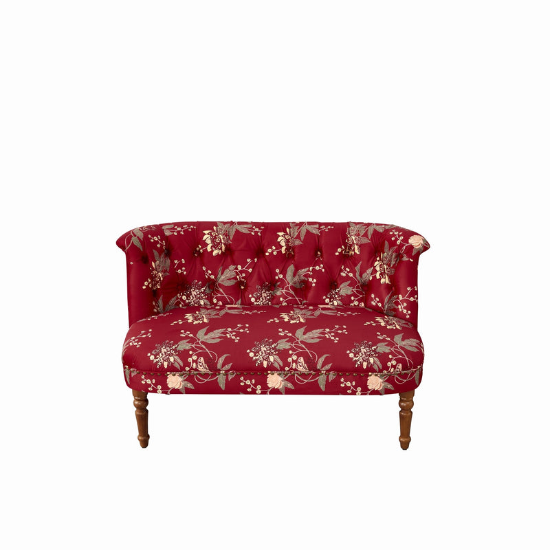 European Style Wine Red Sofa Chair with Floral Print – Wine Red, photo 9 of 10