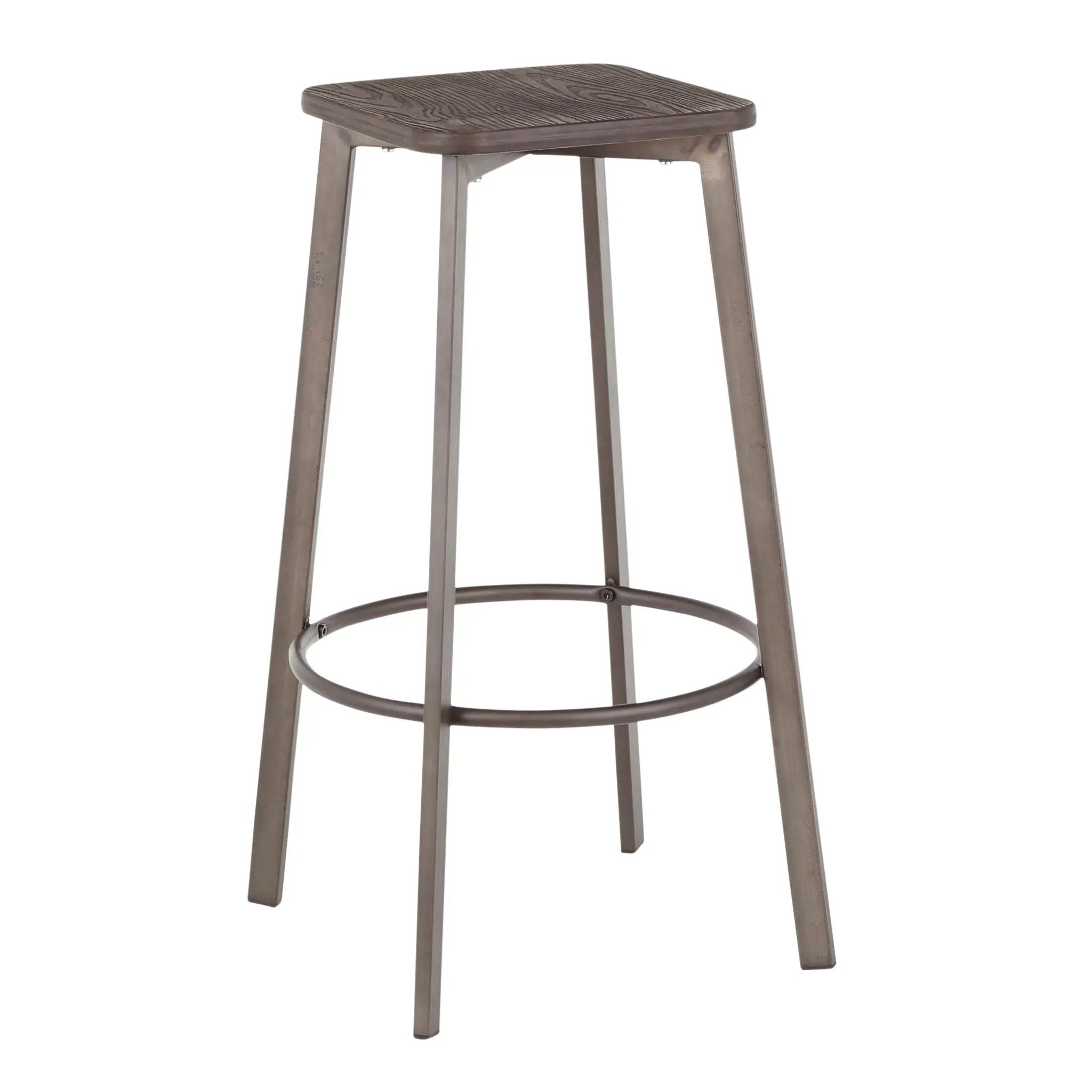Clara - Industrial Square Barstool (Set of 2) - Espresso by HouseOfZazla