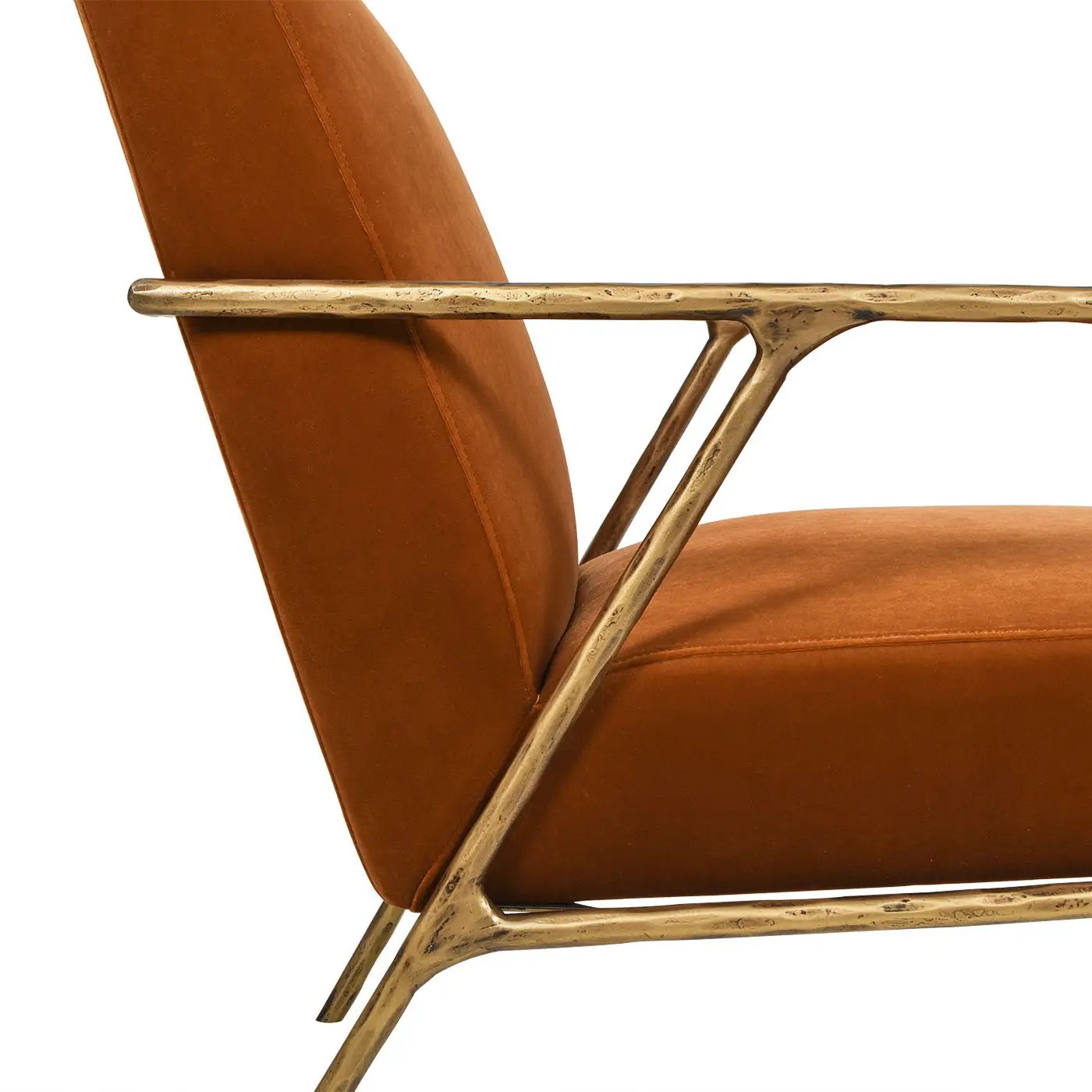 Aerin - Hammered Brass Upholstered Accent Arm Chair by HouseOfZazla