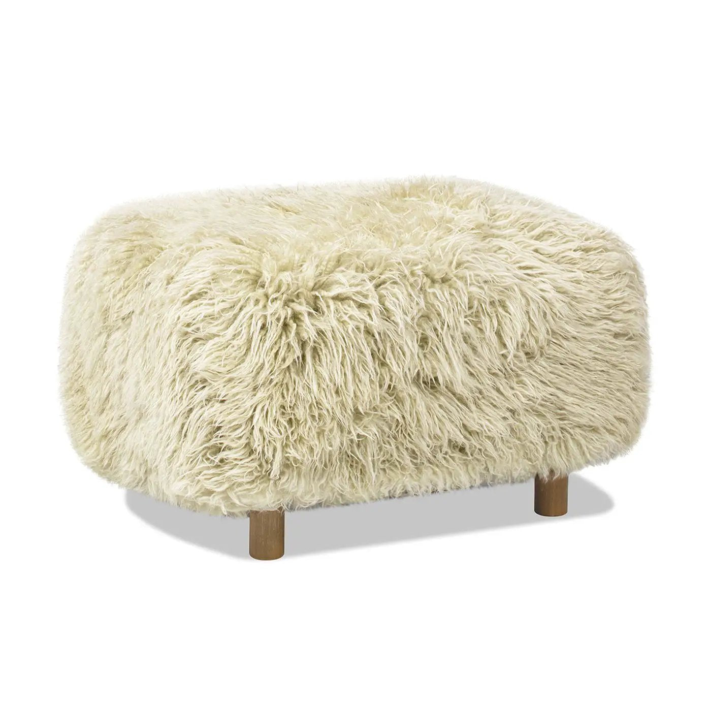 Enchante - New Zealand Sheepskin Rectangular Accent Ottoman - Taupe / Natural by HouseOfZazla