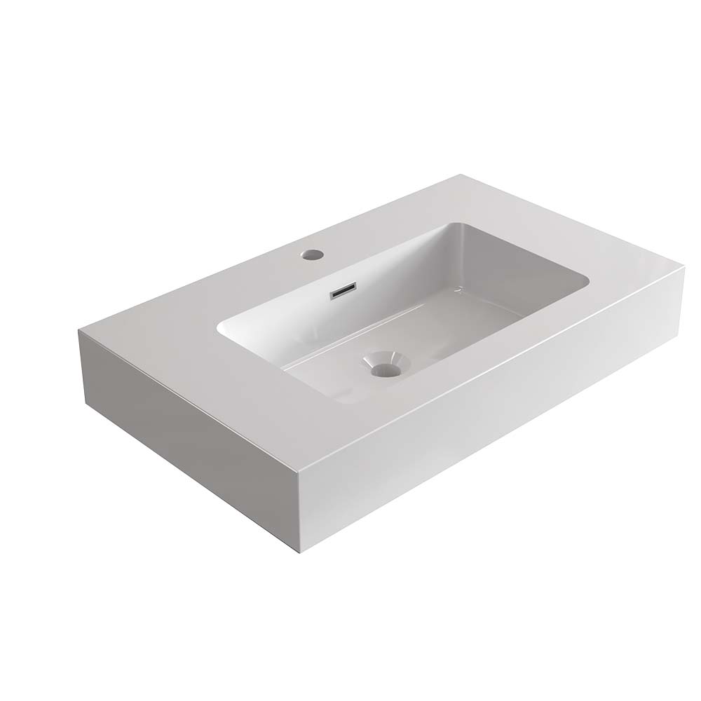 Glossy White Integrated Solid Surface Basin by HouseOfZazla