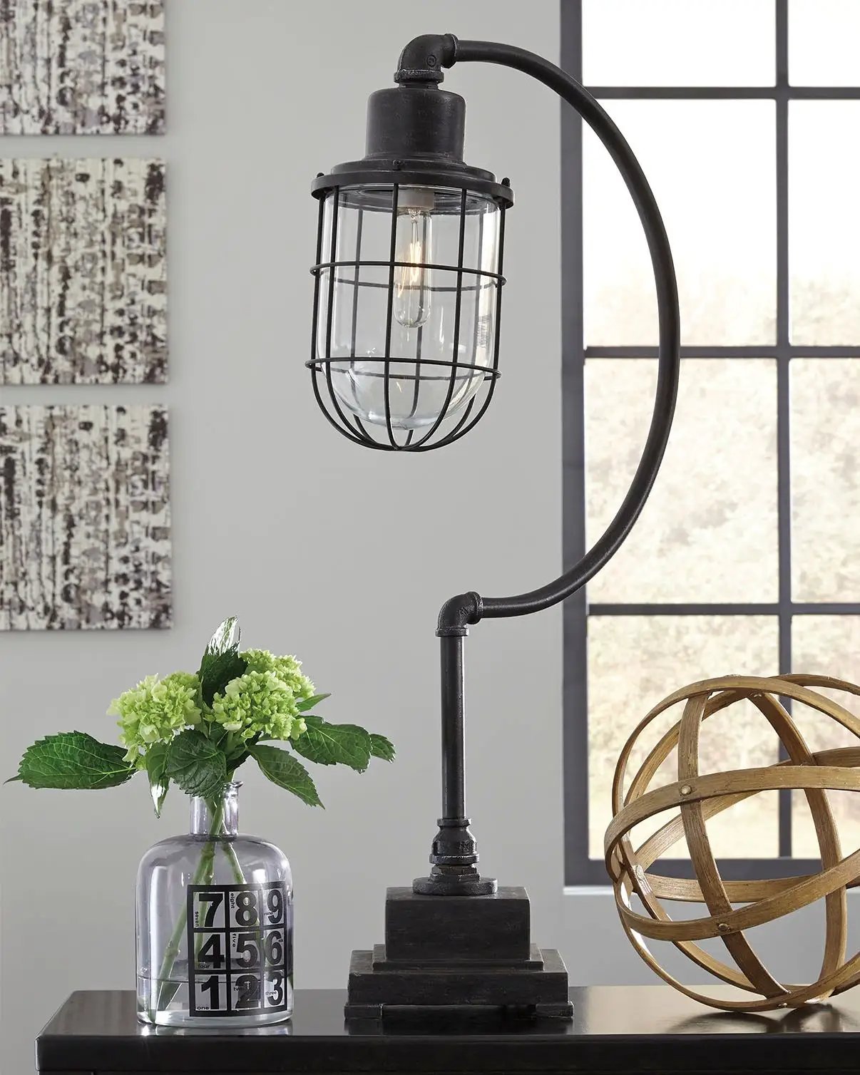 Jae - Metal Desk Lamp - Antique Black by Unique Piece Furniture