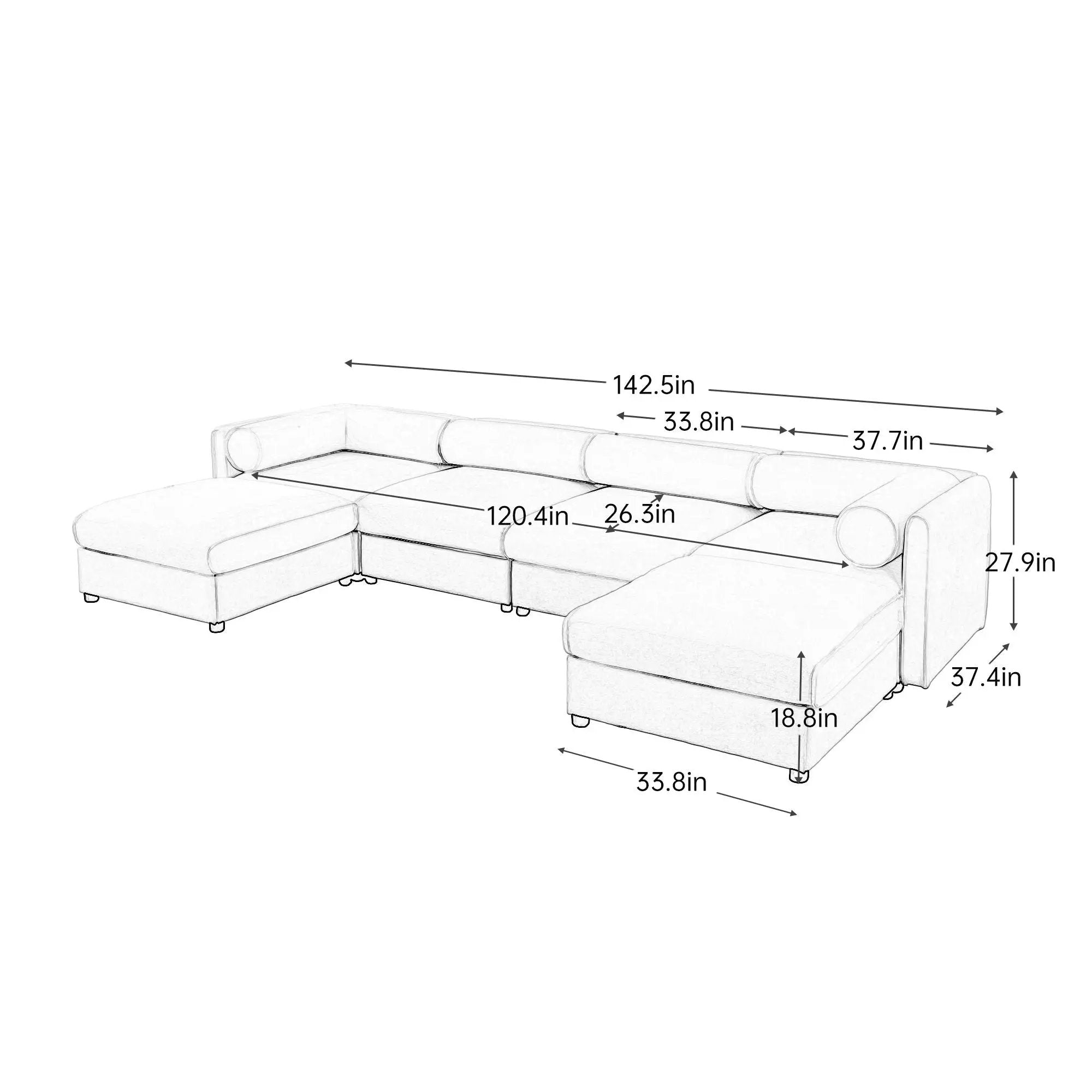 Contemporary Elegant Sofa With Storage And Ottoman by HouseOfZazla