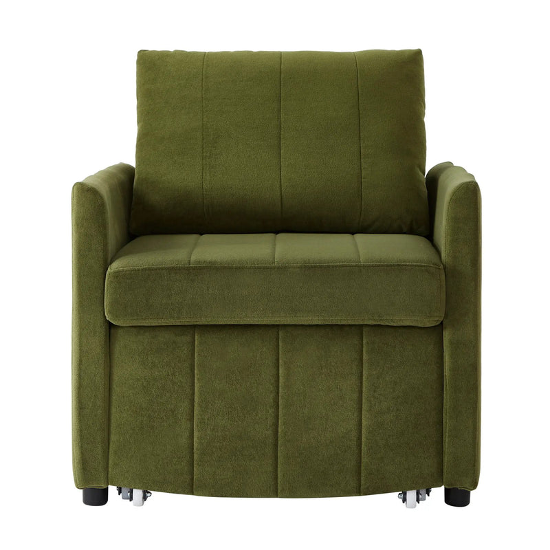 Upholstered Convertible Sleeper Sofa With 5 Position Backrest, Side Pockets, Storage