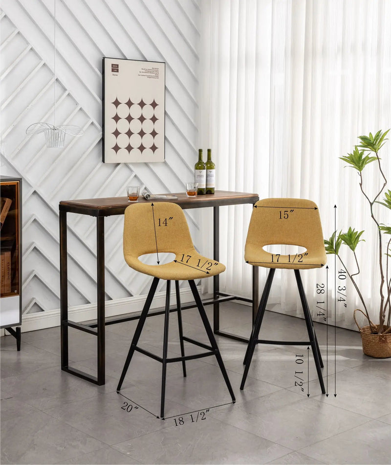 Porth - 28.25" Fabric Kitchen Counter Height Stools (Set of 2) - Orange by HouseOfZazla