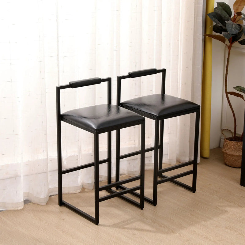 Elegant Bar Stool Set With Backrest And Footrest, Counter Height (Set of 2) by Unique Piece Furniture