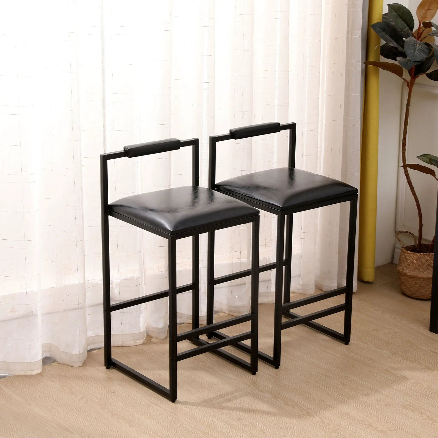 Elegant Bar Stool Set With Backrest And Footrest, Counter Height (Set of 2) by HouseOfZazla