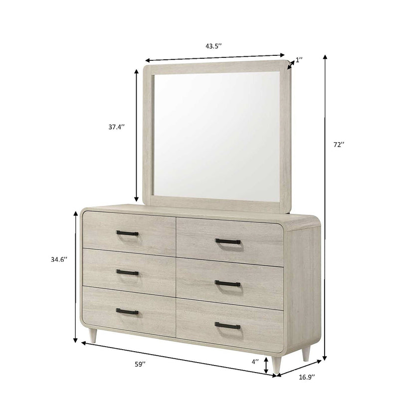 6 Drawer Dresser with Ample Storage Space - Antique White, photo 4 of 6