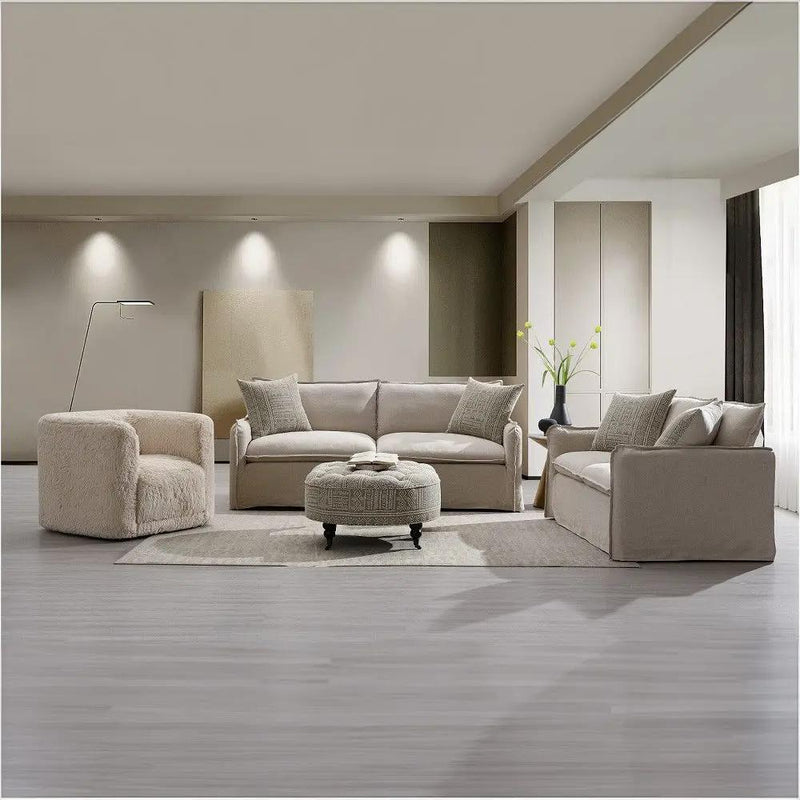 Upendo - Loveseat With 2 Pillows - Beige Linen by Unique Piece Furniture