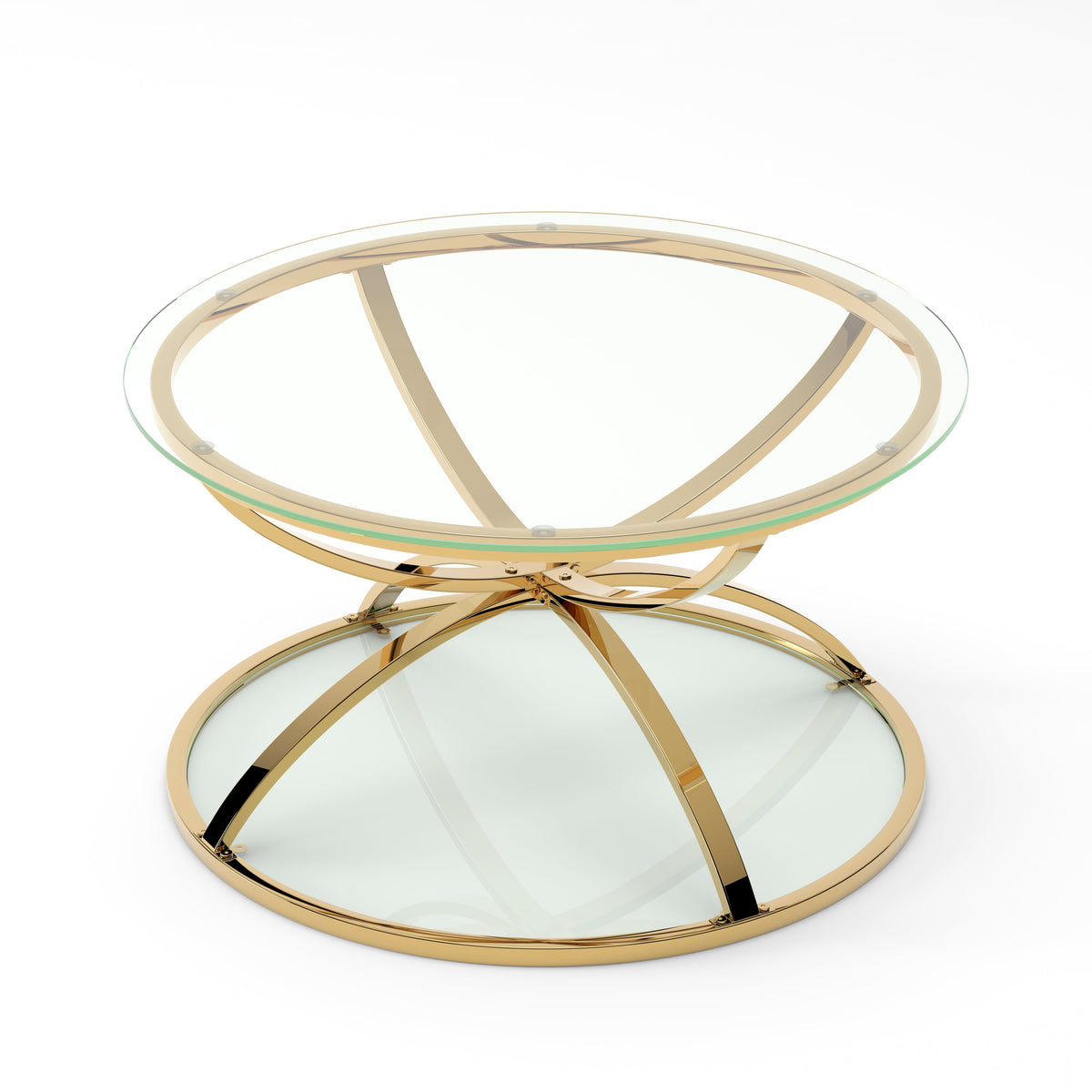 31.50'' Modern Glass Coffee Table with 2 Tiers, photo 7 of 10