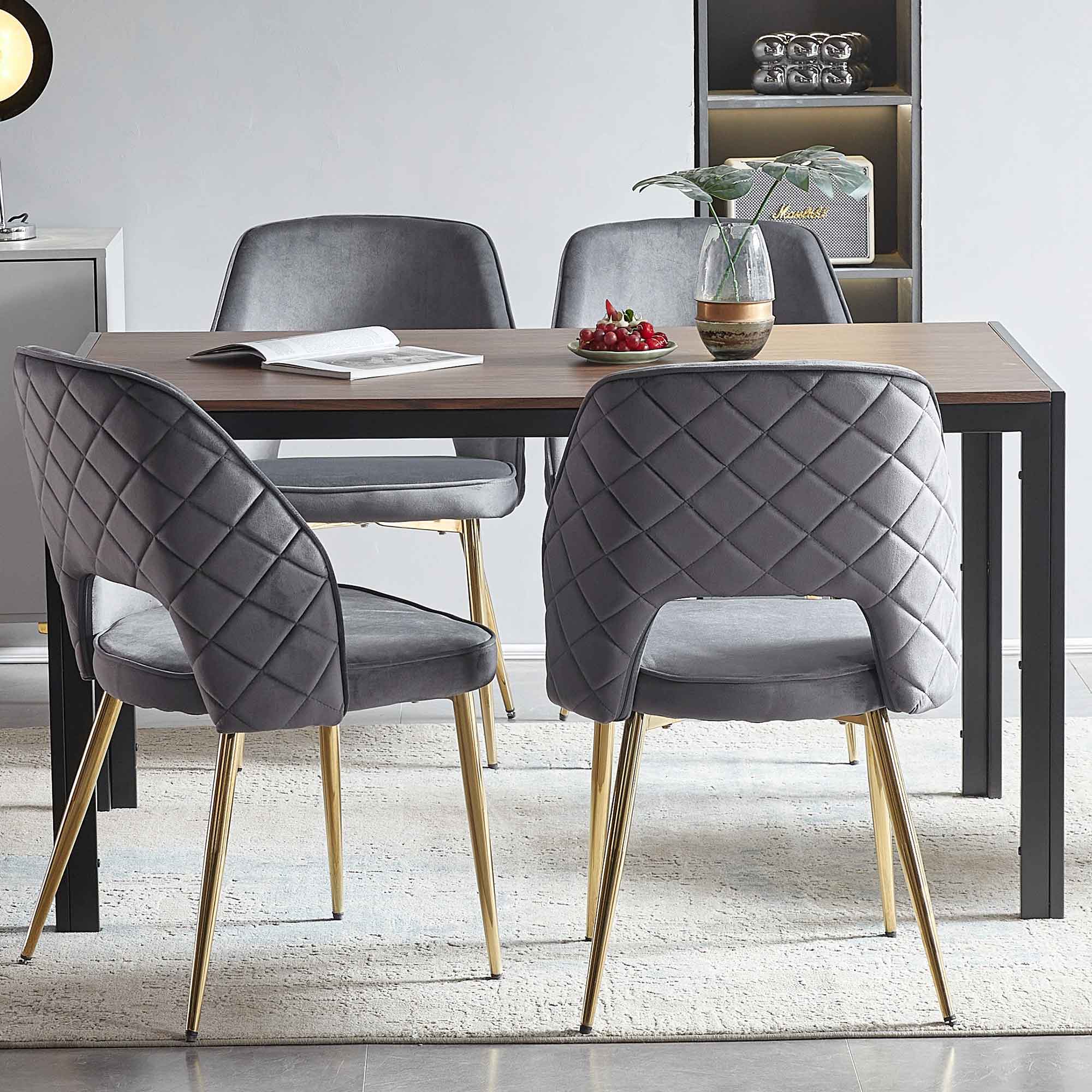 Dining Chairs With Metal Legs And Hollow Back Upholstered Dining Chairs by HouseOfZazla