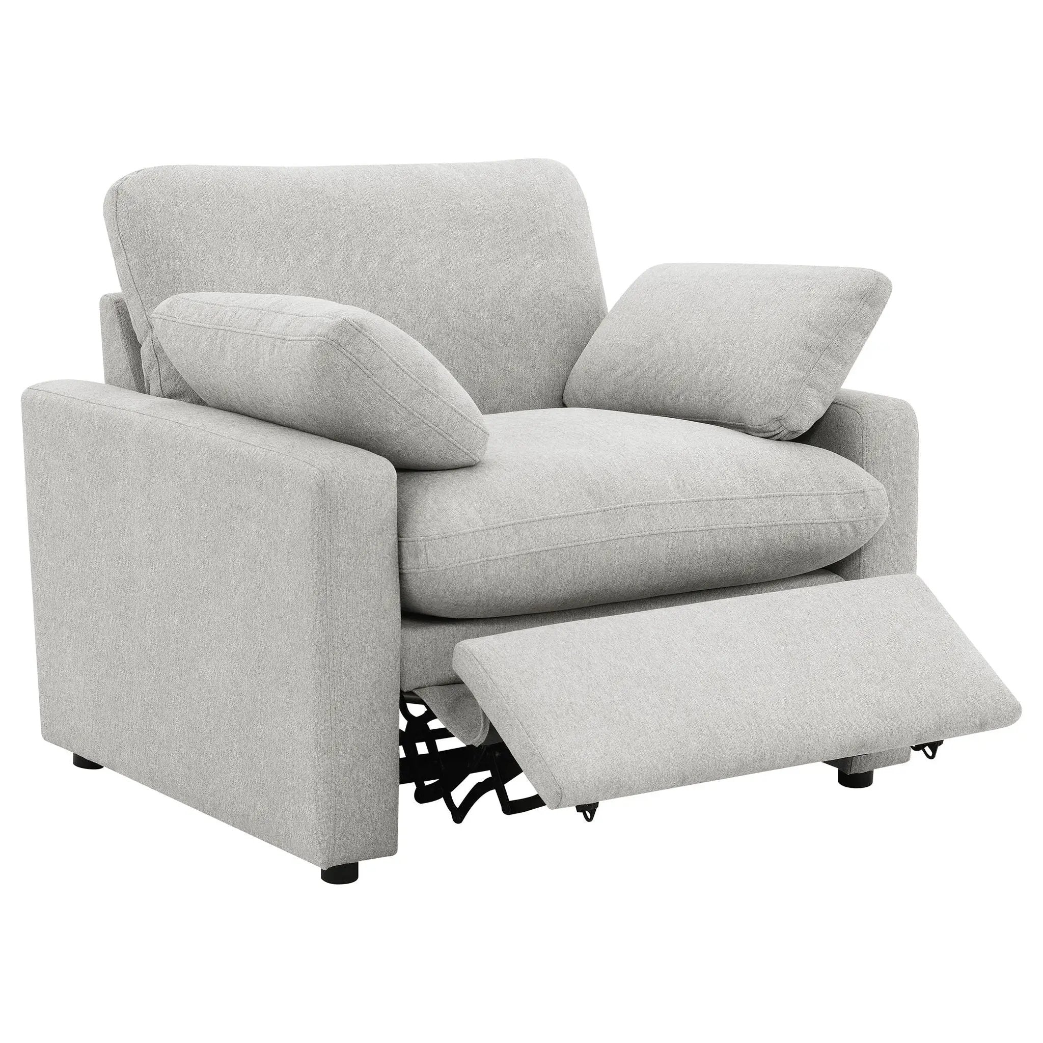 Collins Upholstered Power Recliner Chair Grey by Unique Piece Furniture