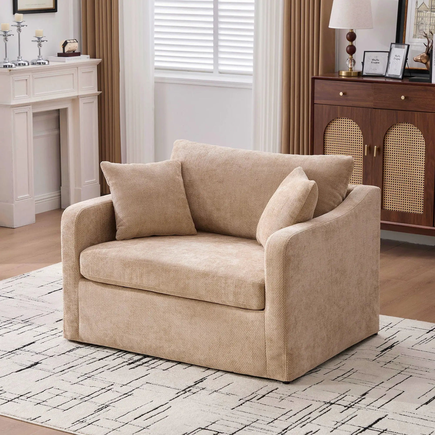 Farmhouse Accent Chair With 2 Bolster Pillows by HouseOfZazla