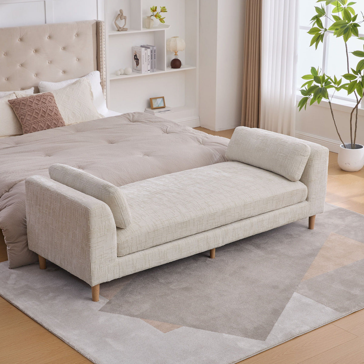 Modern Upholstered End Of Bed Bench With Armrests, photo 8 of 19