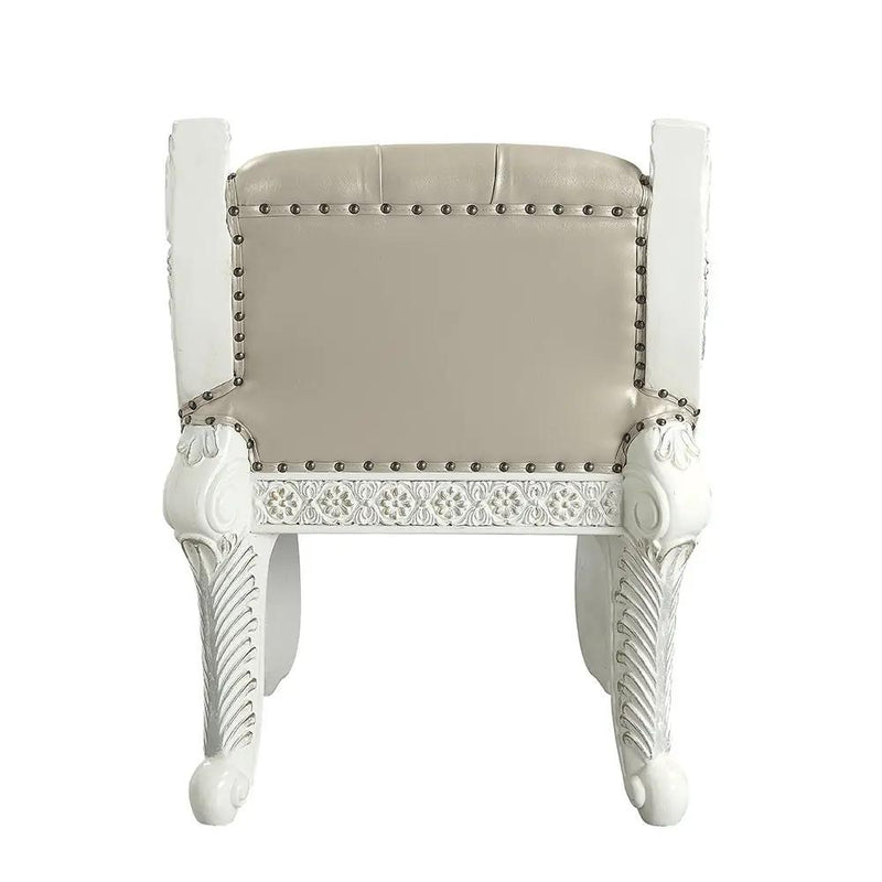 Vanaheim - Vanity Stool - Beige Synthetic Leather & Antique White by Unique Piece Furniture