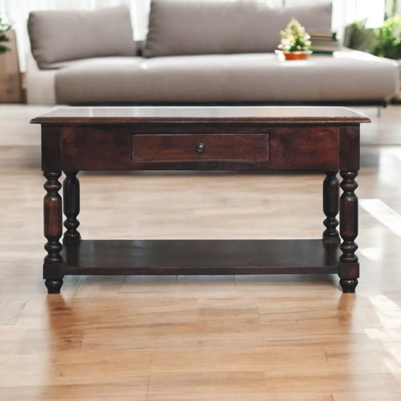 Turned Legs Drawer Table by Unique Piece Furniture