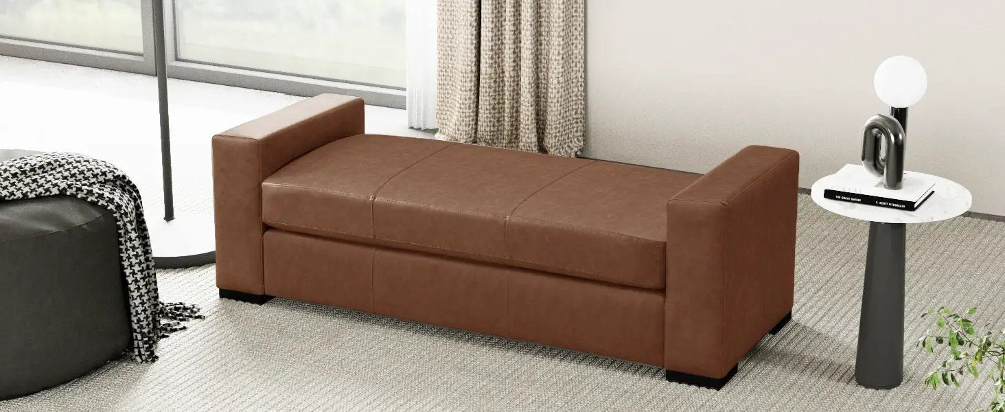 Stylish and Durable Brown Faux Leather Bench by HouseOfZazla