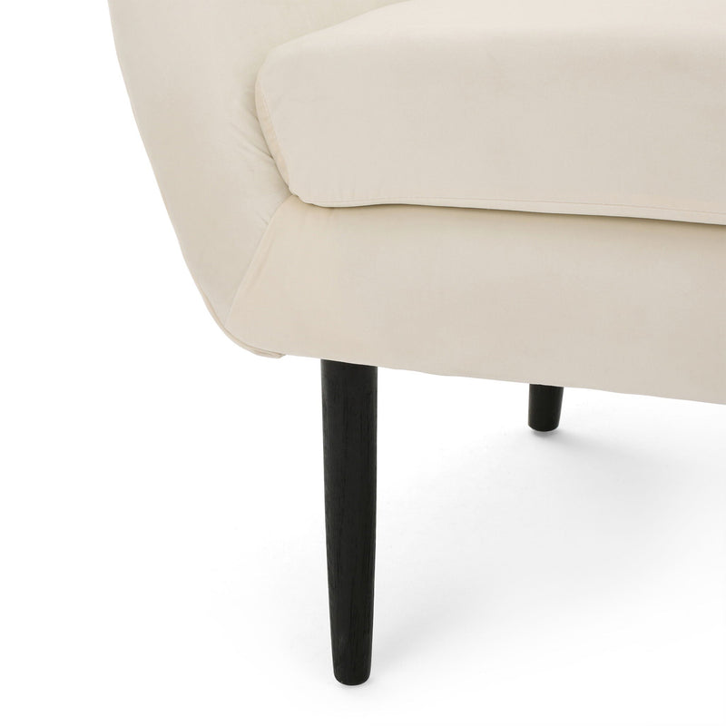 Style Velvet Arm Chair With Wingback And Flared Arms - Ivory by HouseOfZazla