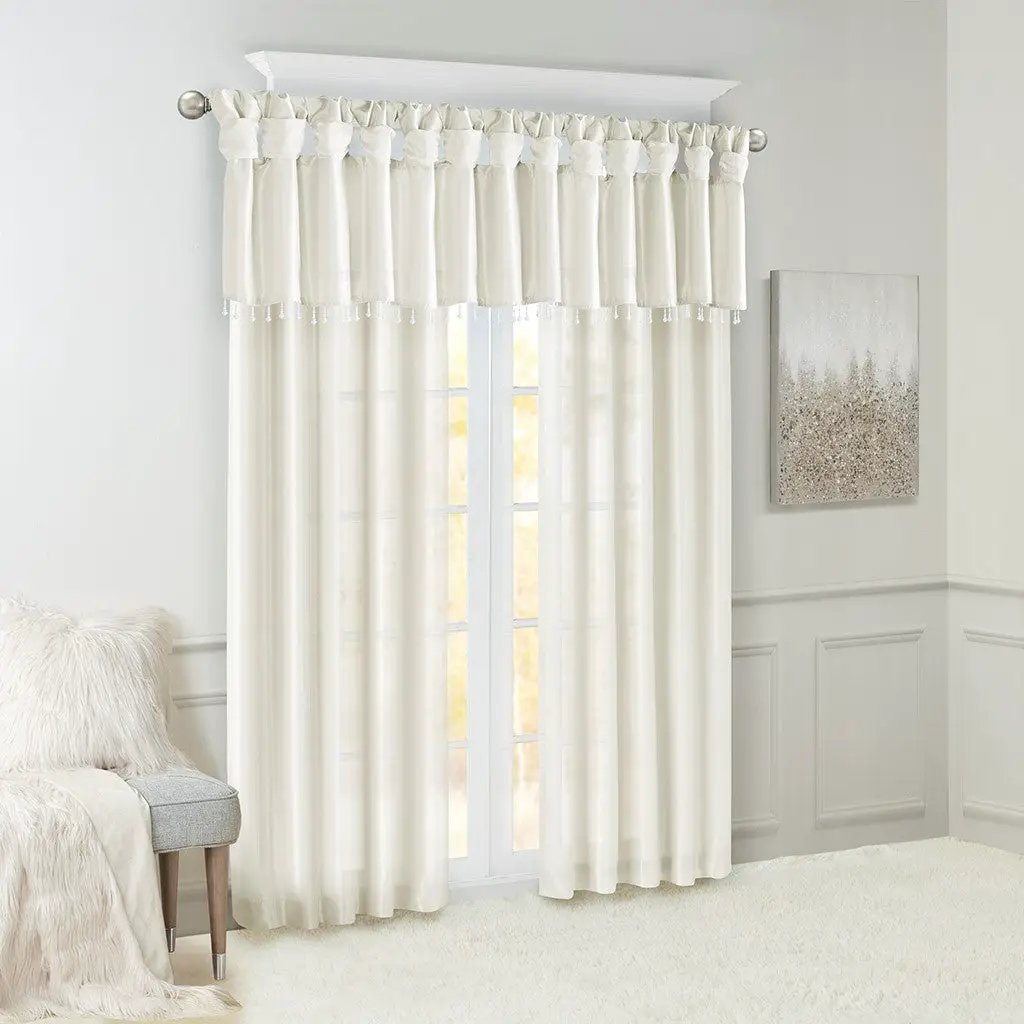 Twist Tab Lined Window Curtain Panel White 50x108 by HouseOfZazla
