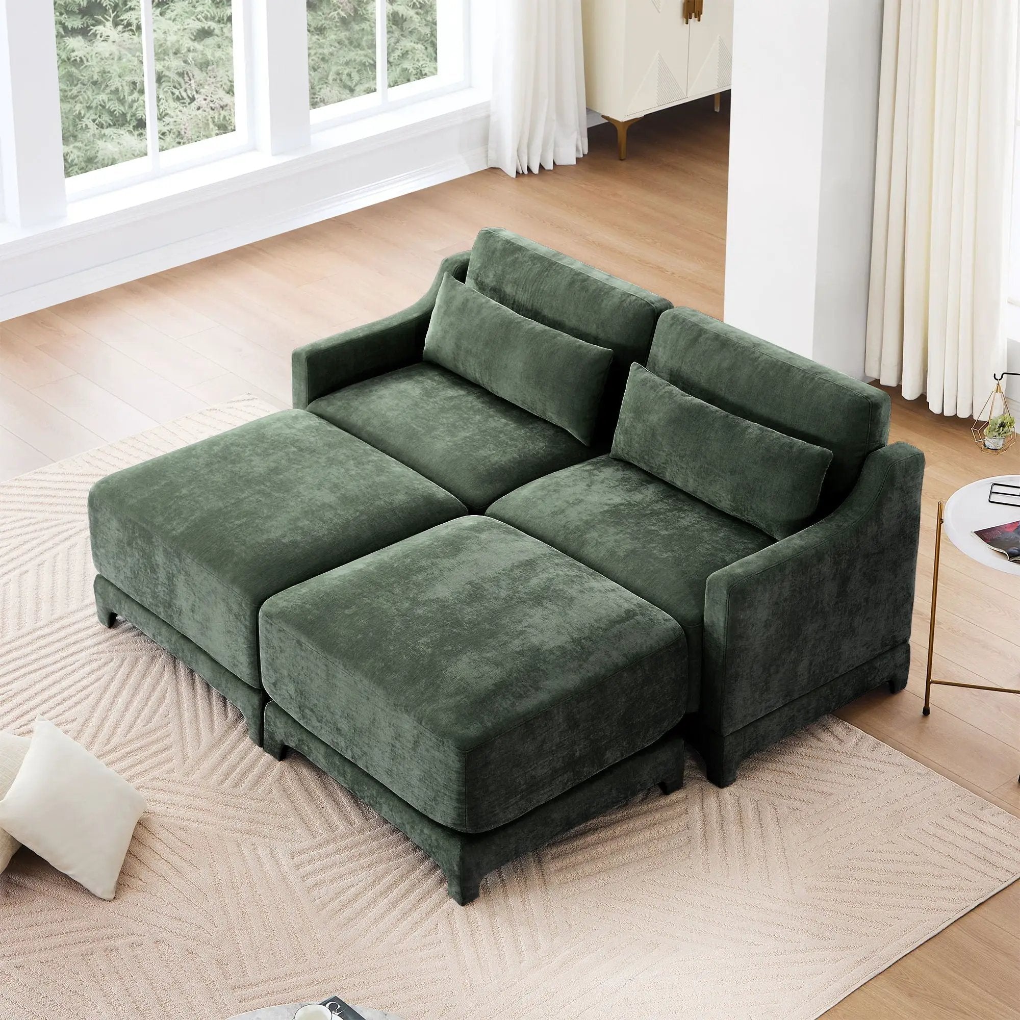 Stylish Sofa With Ottoman And Lumbar Pillows, Ergonomic Design by HouseOfZazla