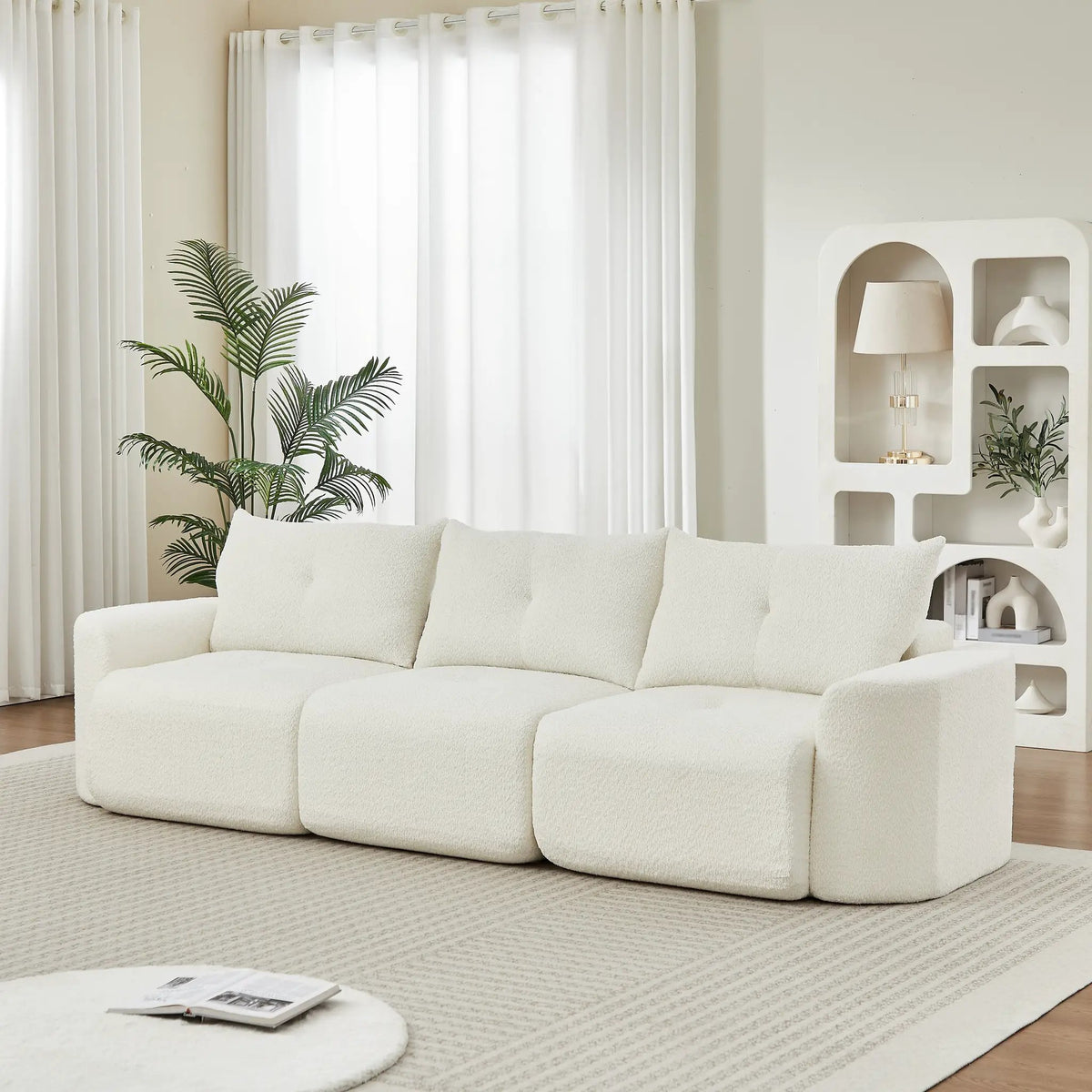 Chenille Sofa for Living Room - 109" Large Modern 3-Seater by HouseOfZazla