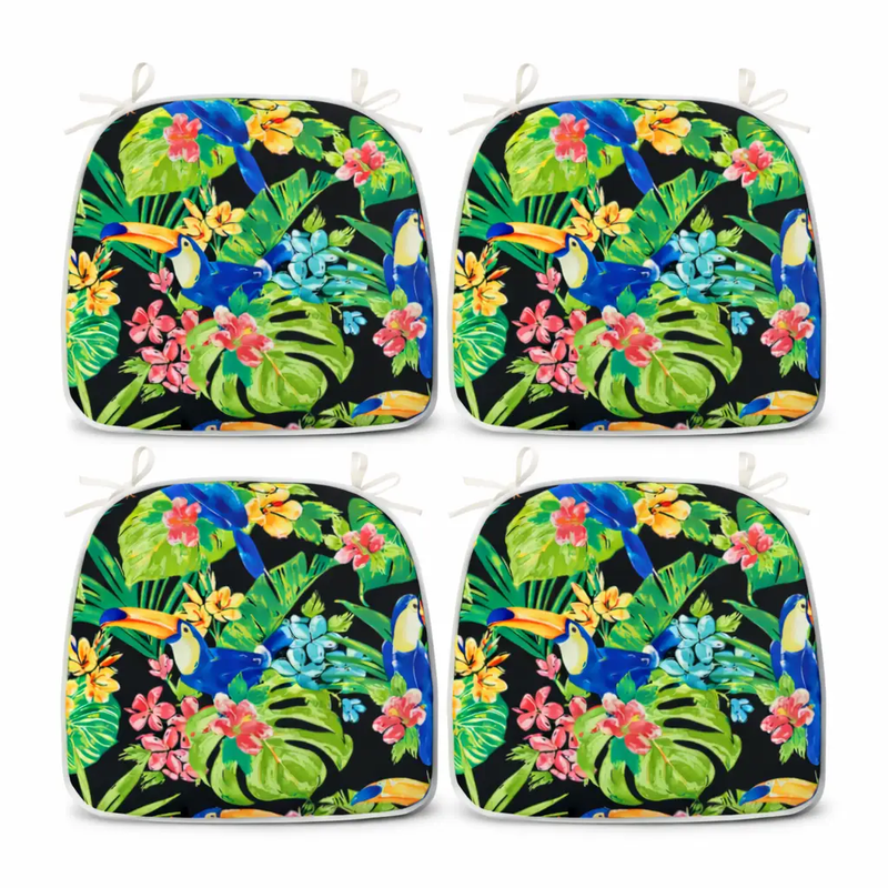 Outdoor Patio Chair Cushions, Water-Repellent U-Shape, Set of 4 - Rich Forest by HouseOfZazla
