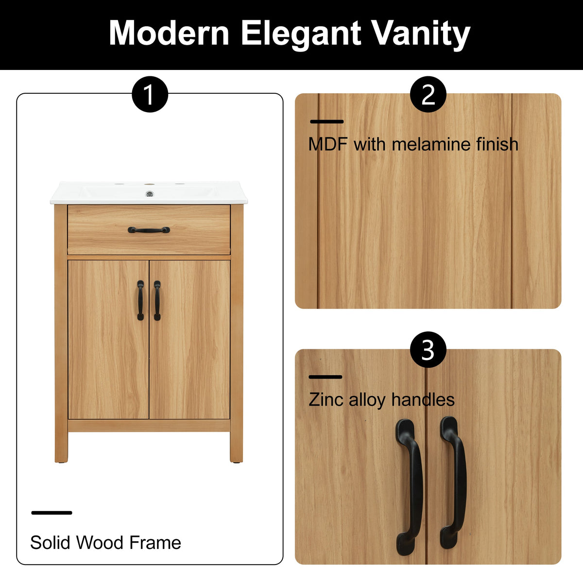 24" Bathroom Vanity with Solid Wood Frame, photo 6 of 10