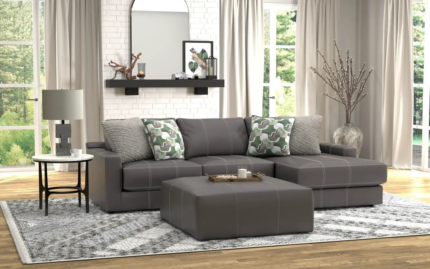 Minori - Italian Leather Sofa / Chaise And Cocktail Ottoman by Unique Piece Furniture