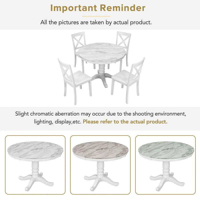 5 Pieces Dining Table And Chairs Set For 4 Persons, Kitchen Room Solid Wood Table With 4 Chairs by HouseOfZazla