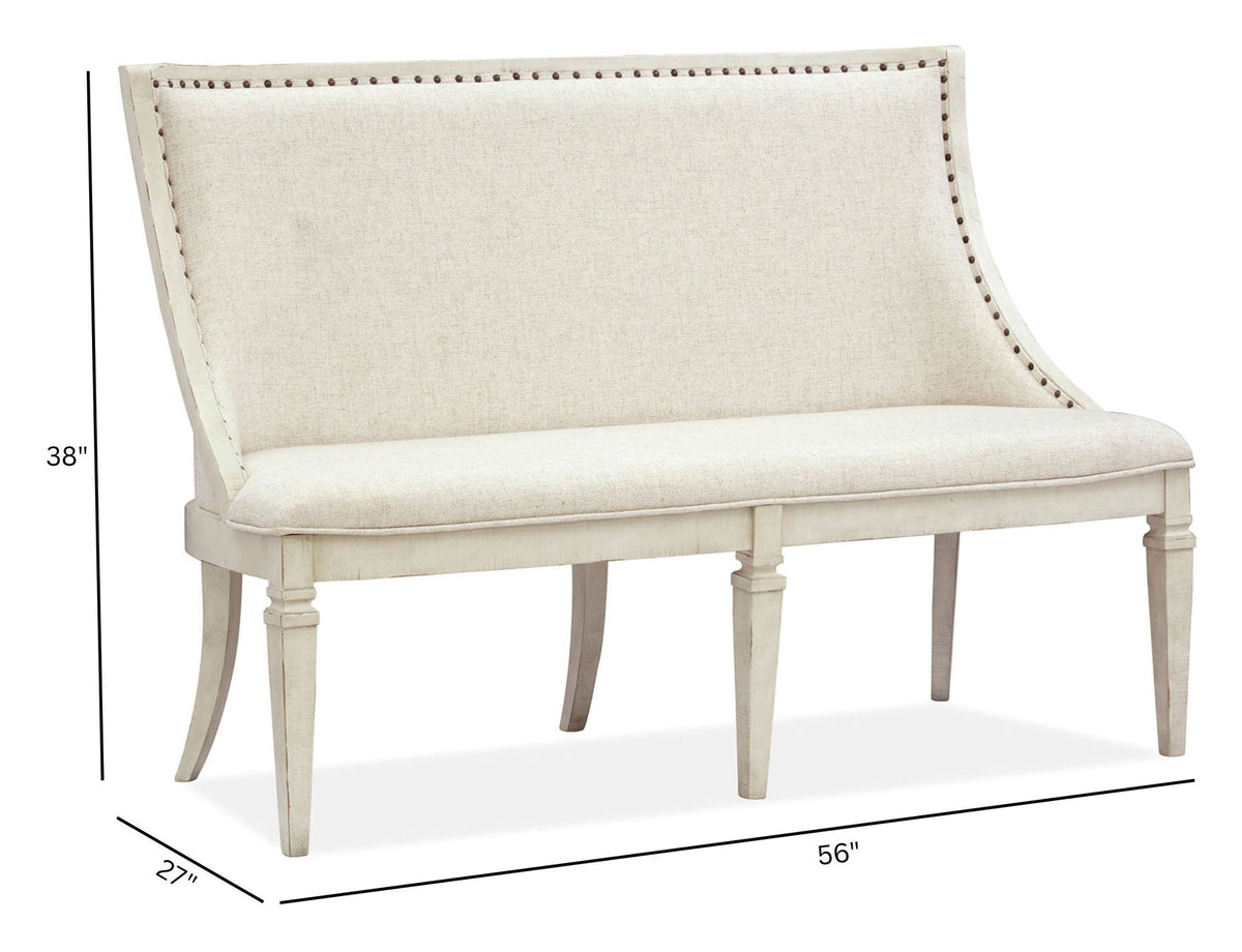 Newport - Bench With Upholstered Seat & Back - Alabaster, photo 3 of 7
