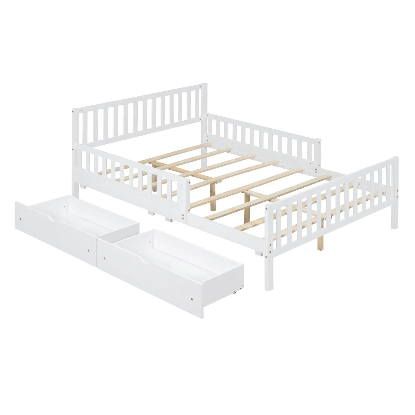 Platform Bed With Guardrails On Both Sides And 2 Storage Drawers by HouseOfZazla