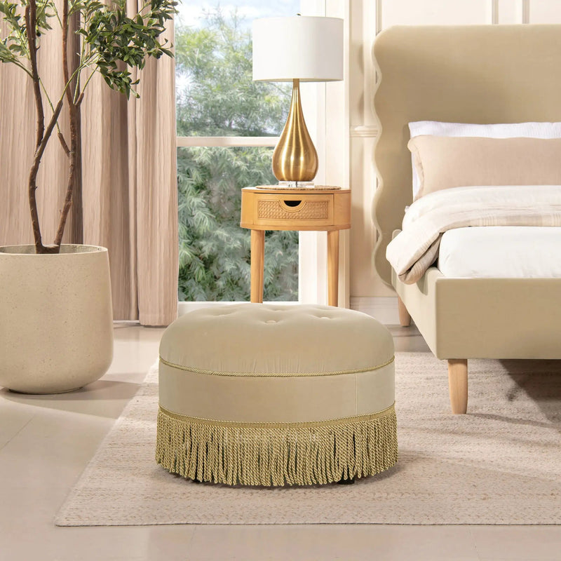 Yolanda - Round Upholstered Accent Ottoman by Unique Piece Furniture